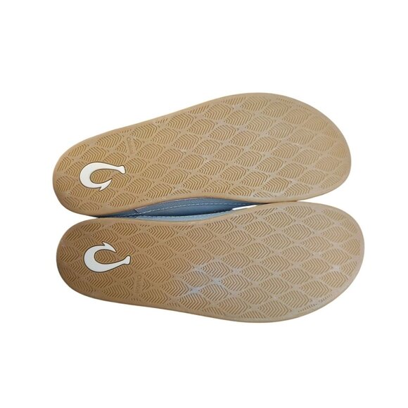 OluKai Hamani Blue Storm Gray Leather Mule Mens Size 11 - Picture 11 of 13